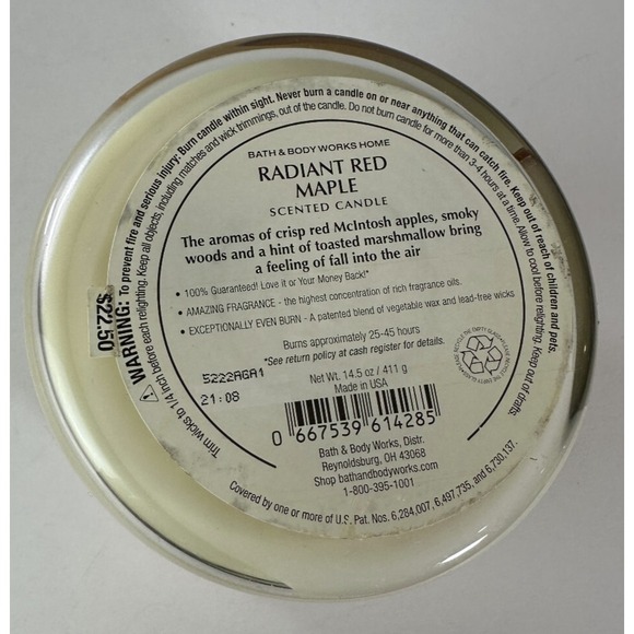 NEW! Bath & Body Works Radiant Red Maple Scented 3 Wick Candle Large 14.5 OZ - Picture 3 of 9